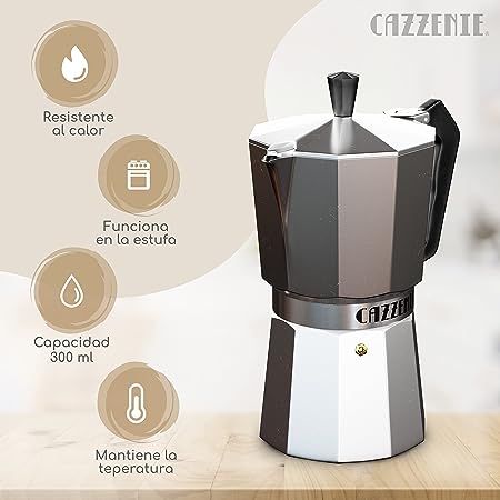 Cafetera Italiana 300ml de Acero Inoxidable para 1 Taza. – Cazzenie