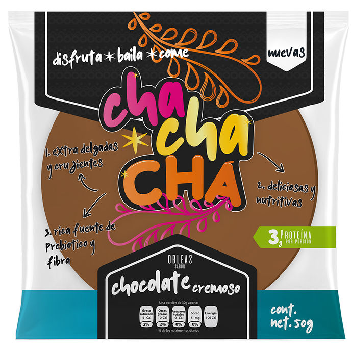 Obleas de Amaranto Sabor Chocolate Cremoso CHA CHA CH YEMA